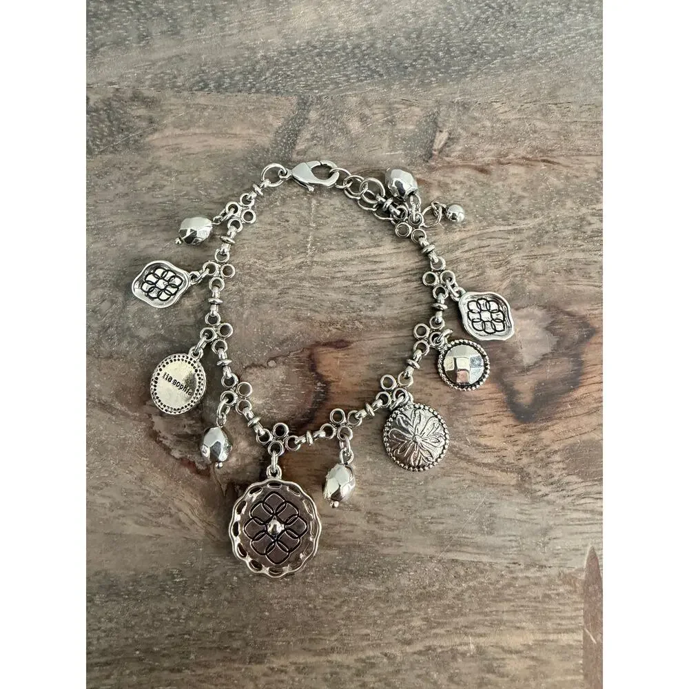 Lia Sophia Fascination Charm Bracelet Silver Tone Mixed Metal Statement Jewelry